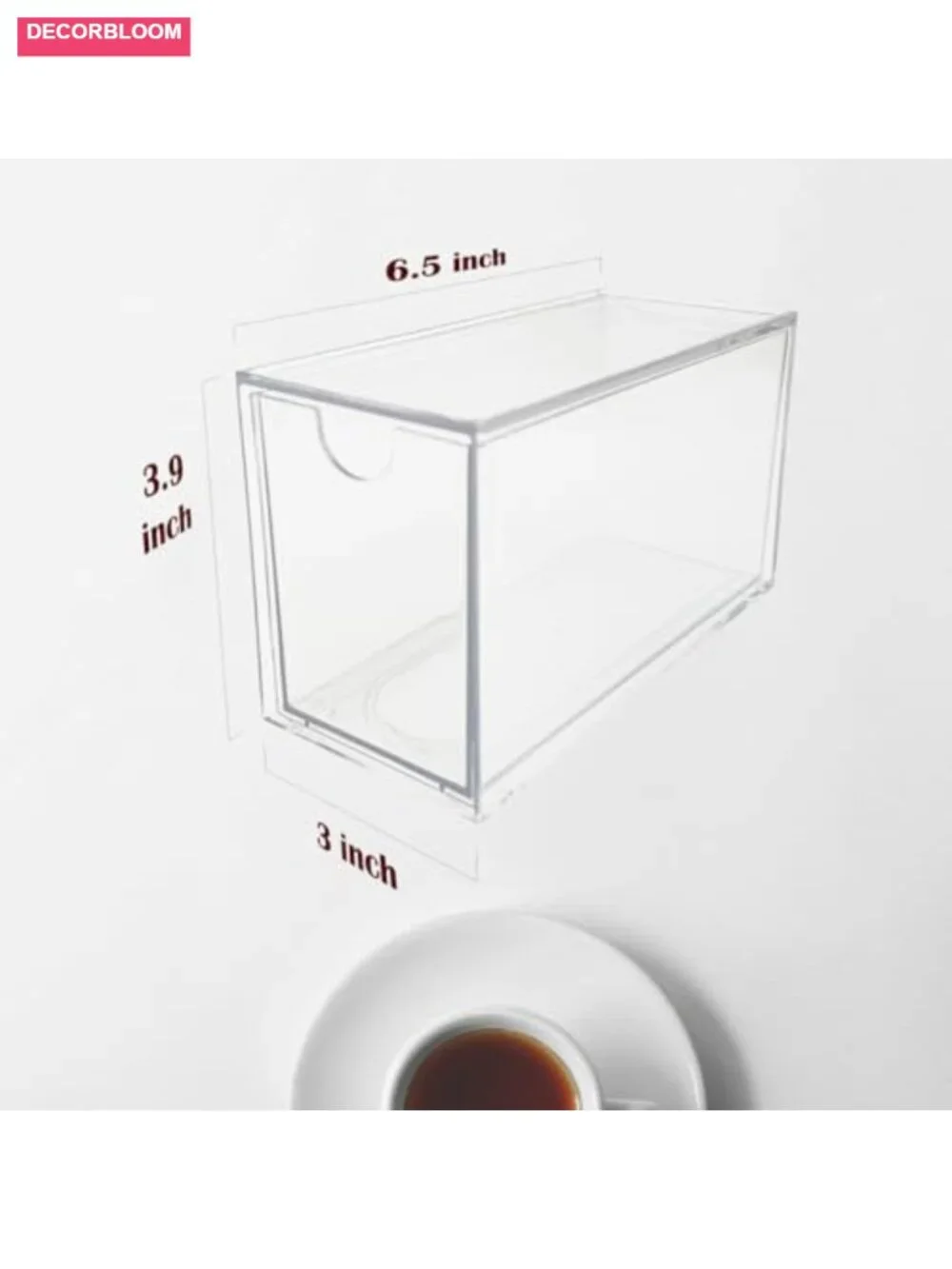 6-Pack Clear Plastic Stackable Tea Bag Drawer Organizer